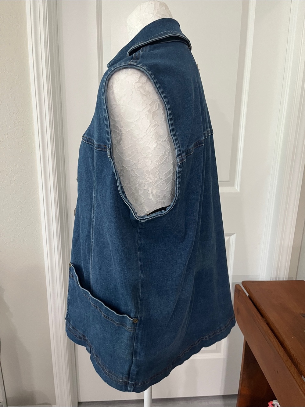 Jump 80’s-90’s Denim w Lycra Oversized Vest Double Size Pockets Made in USA 🇺🇸 - Picture 5 of 9
